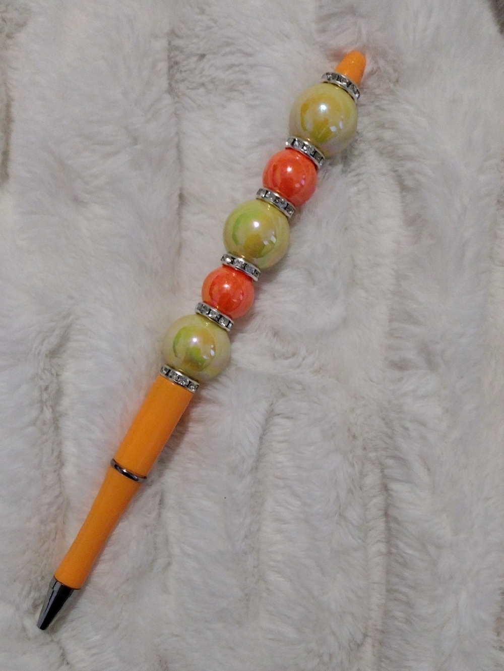Beaded Orange and Yellow Ballpoint Pen